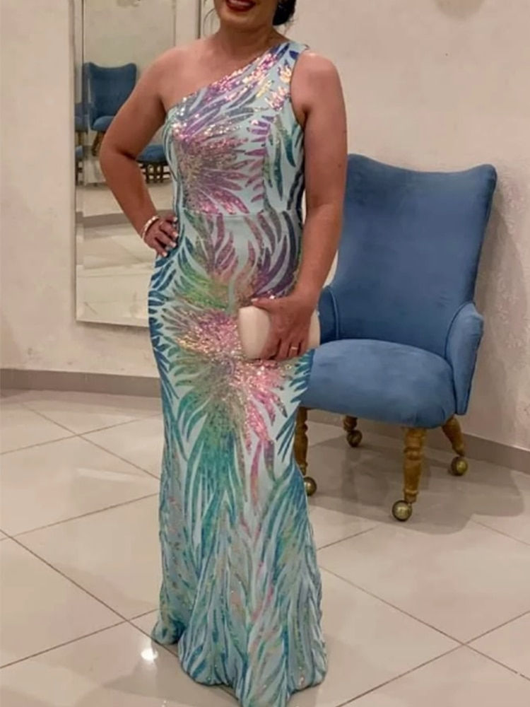 Minijatura: Romagic Sexy One Shoulder Blue Green Cocktail Prom Dress Formal Evening Gown We