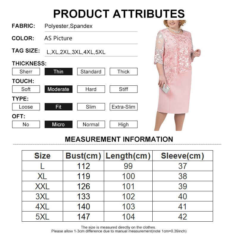 ภาพขนาดย่อ: Women's Plus Size Dresses Lace 3/4 Sleeves Evening Gown Party Cocktail Dress Cr