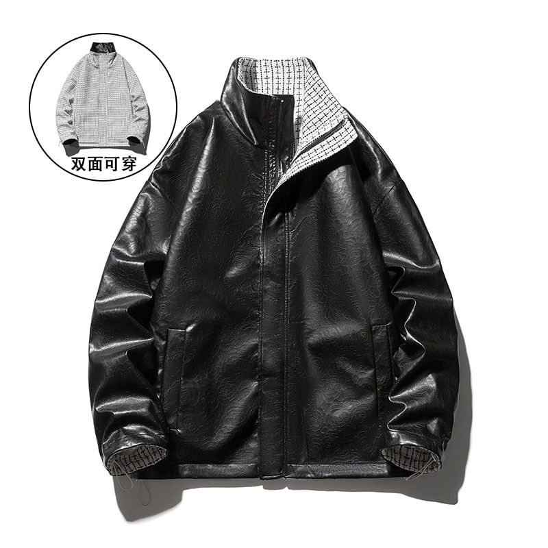 Thumbnail: Both Sides Casual Leather Jacket 2023 Windbreaker Luxury Designer New In Coats