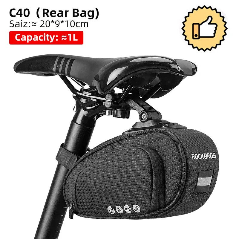 Thumbnail: ROCKBROS Rainproof Bicycle Bag Shockproof Bike Saddle Bag For Refletive Rear La