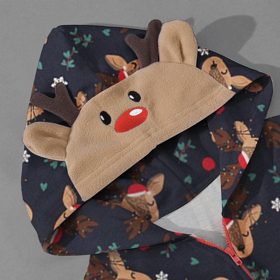 Miniatura: 2022 New Christmas Family Matching Pajamas Christmas Elk Ear Jumpsuit
