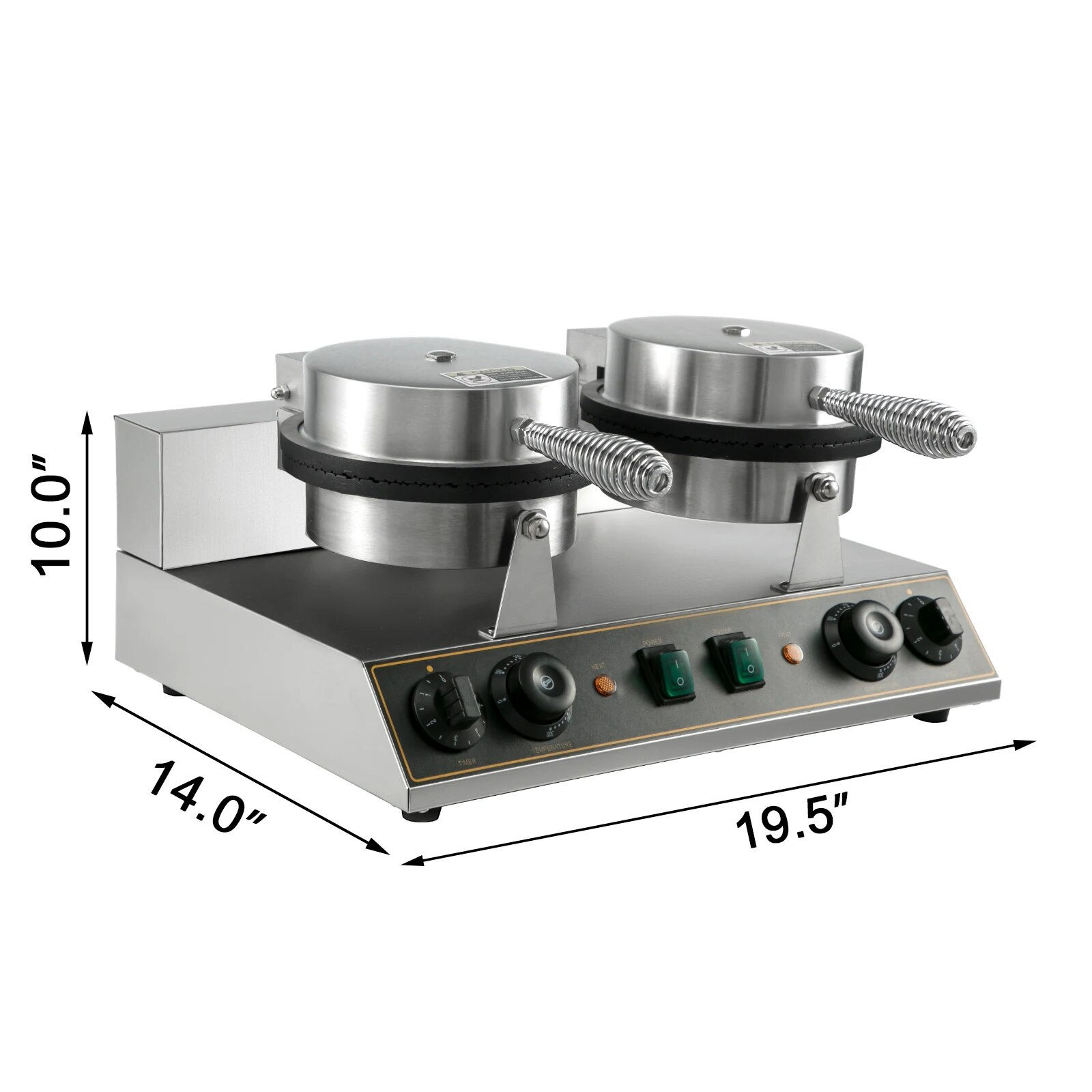 VEVOR Single/Double-head Electric Waffle Maker 180mm Nonstick Plate Cake Baking
