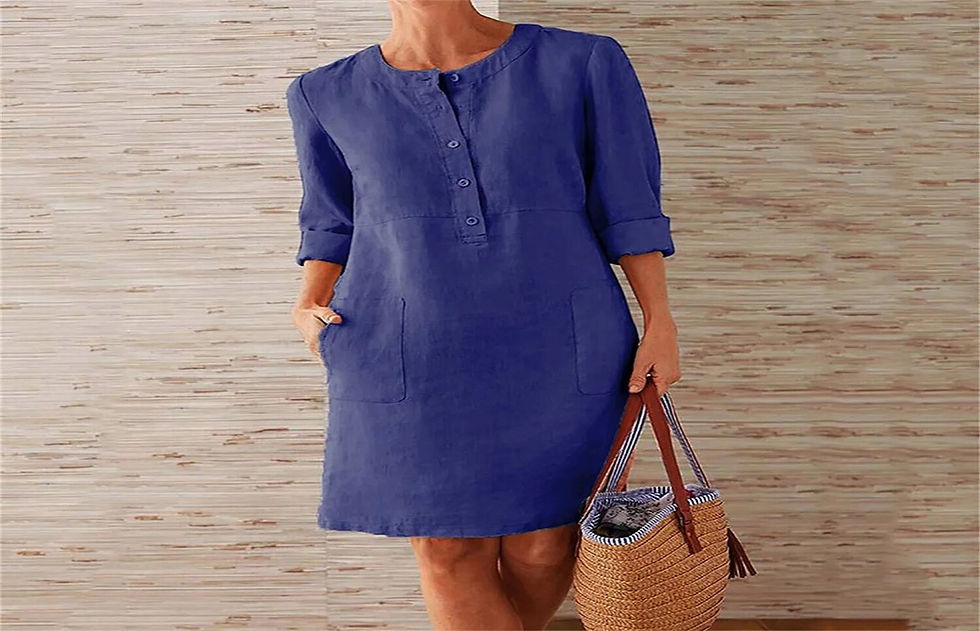 Thumbnail: Vintage Straight Dress Long Sleeve Oversized Mini Dress Women Plus Size Long Sl