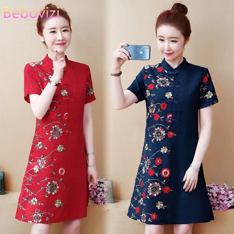 Thumbnail: Chinese Traditional Vintage Modified Cheongsam New Modern Short Sleeve Wedding