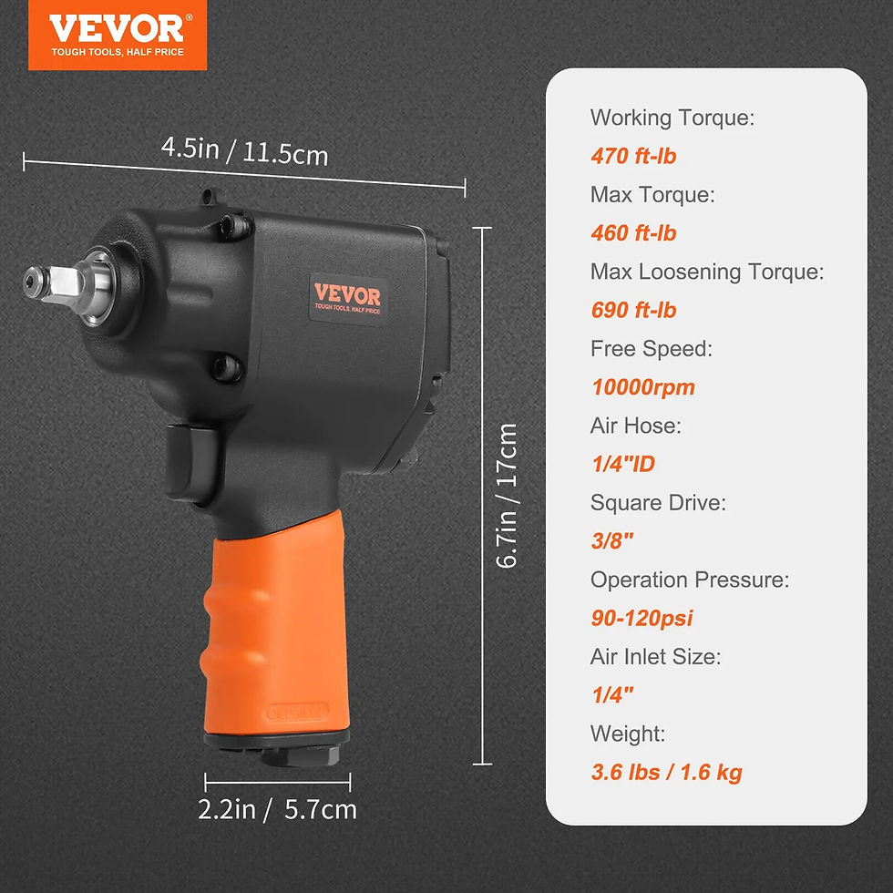 Miniatura: VEVOR Air Impact Wrench  3/8 Inch Square Drive 690ft lbs Pneumatic Impact Gun T