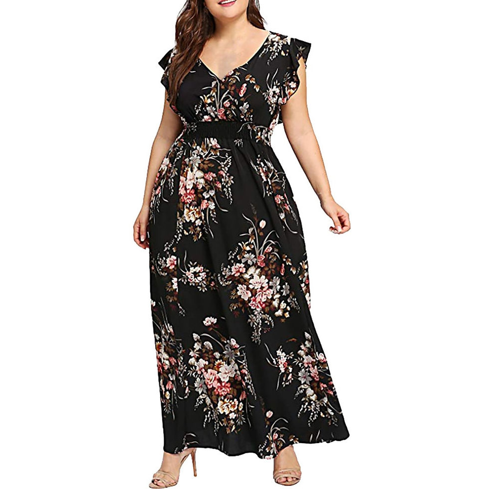 Thumbnail: Women Dresses Summer 2021 Plus Size Sexy V Neck Floral Print Boho Beach Long Ch
