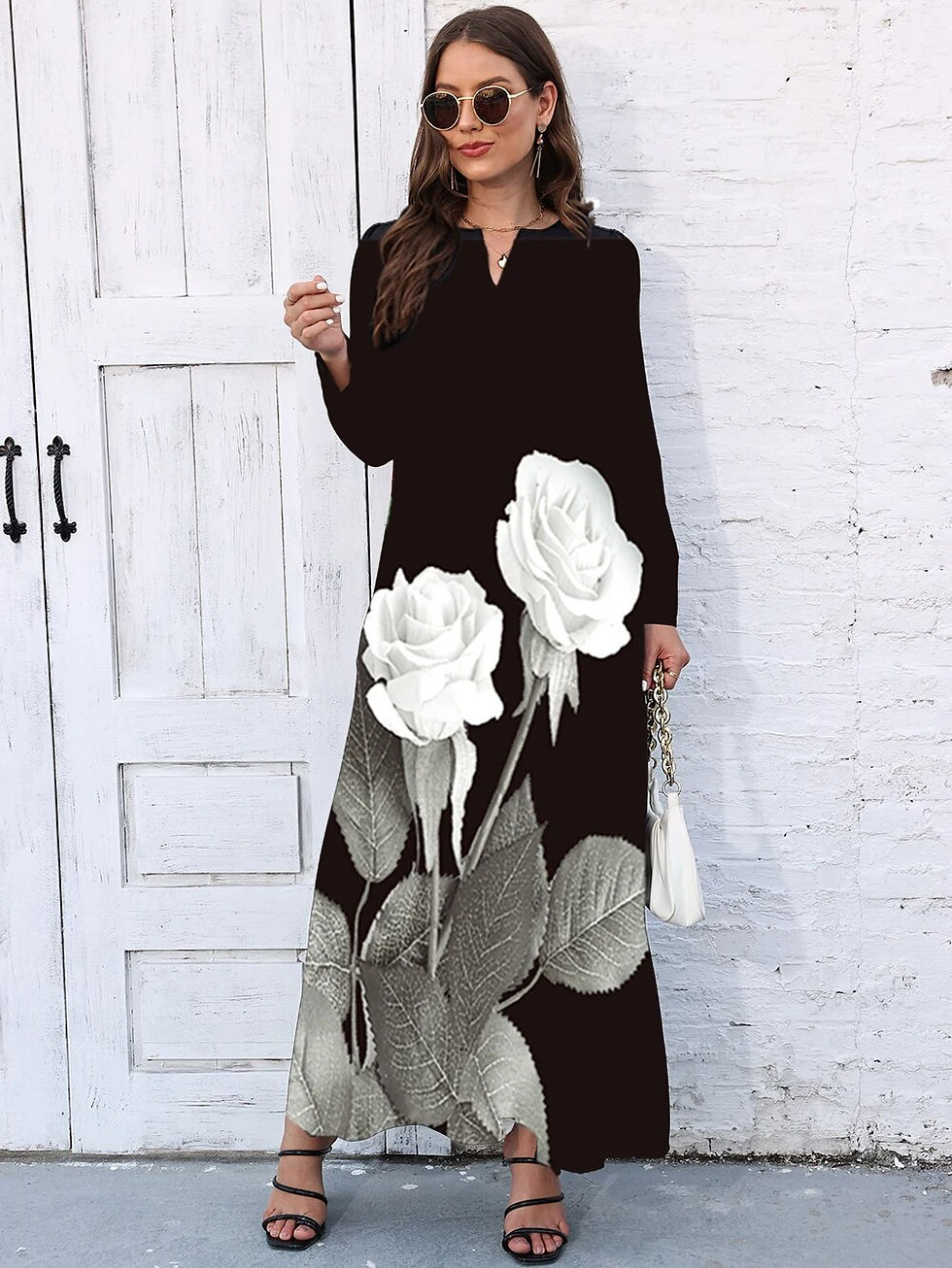 Indexkép: Plus Size 2023 Autumn Winter Long Dress Women Elegant V-neck Loose Maxi Dresses
