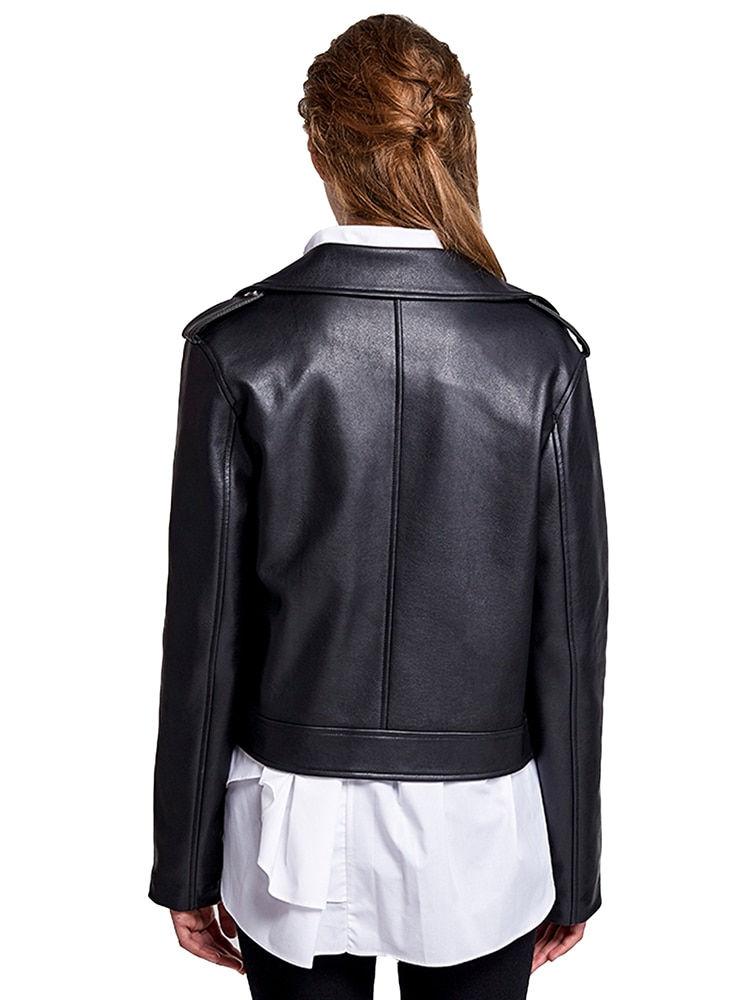 Thumbnail: FTLZZ Women Faux Leathers Jacket Red Black Street Biker Coat Y2K Jacket Punk Cr