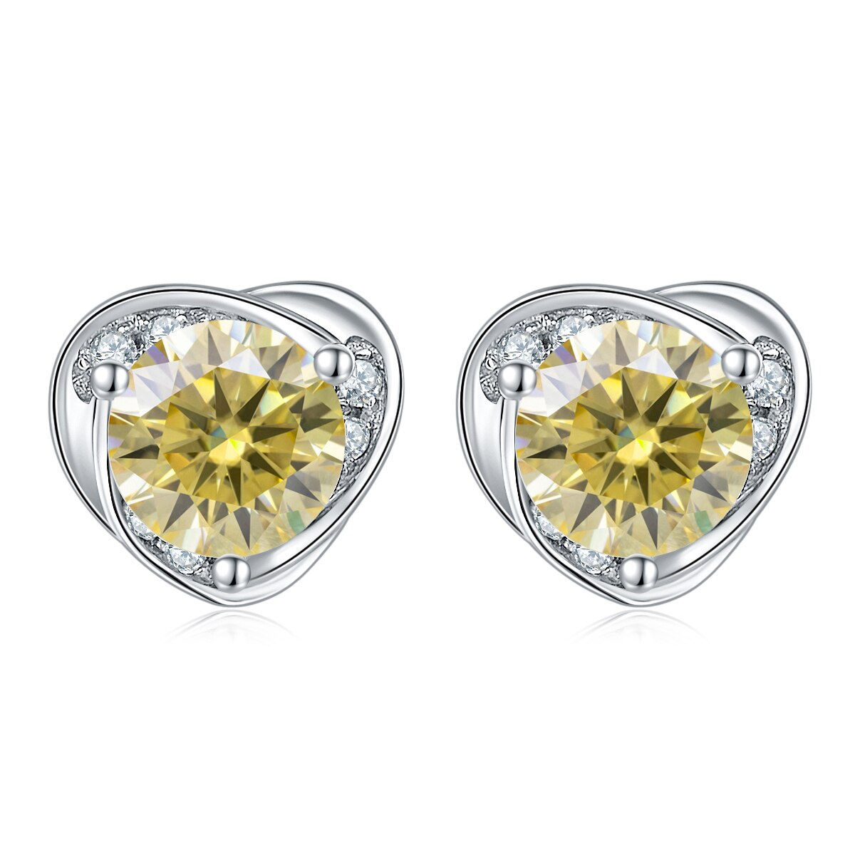 GEM'S BALLET Moissanite Earrings 0.5ct 5mm Round Pink Blue Moissanite Heart Stu