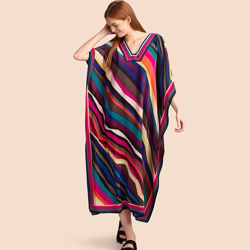 Thumbnail: Printed Kaftans for Women Beach Cover Up Seaside Maxi Bohemian Dresses Beachwea