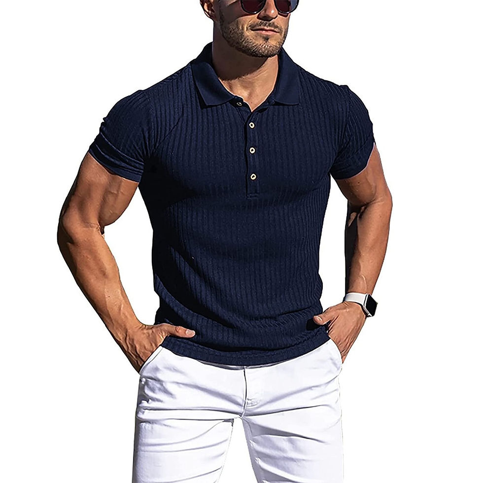 Thumbnail: New Summer Polo Men Solid Stripe Fitness Elasticity Short Sleeve Polo Shirts fo