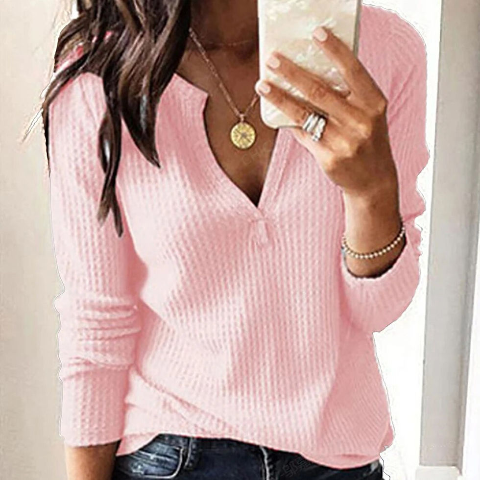 الصورة المصغرة: Women‘s Autumn Winter V-Neck Long Sleeve Tops Pullover Ladies Casual Loose Shir