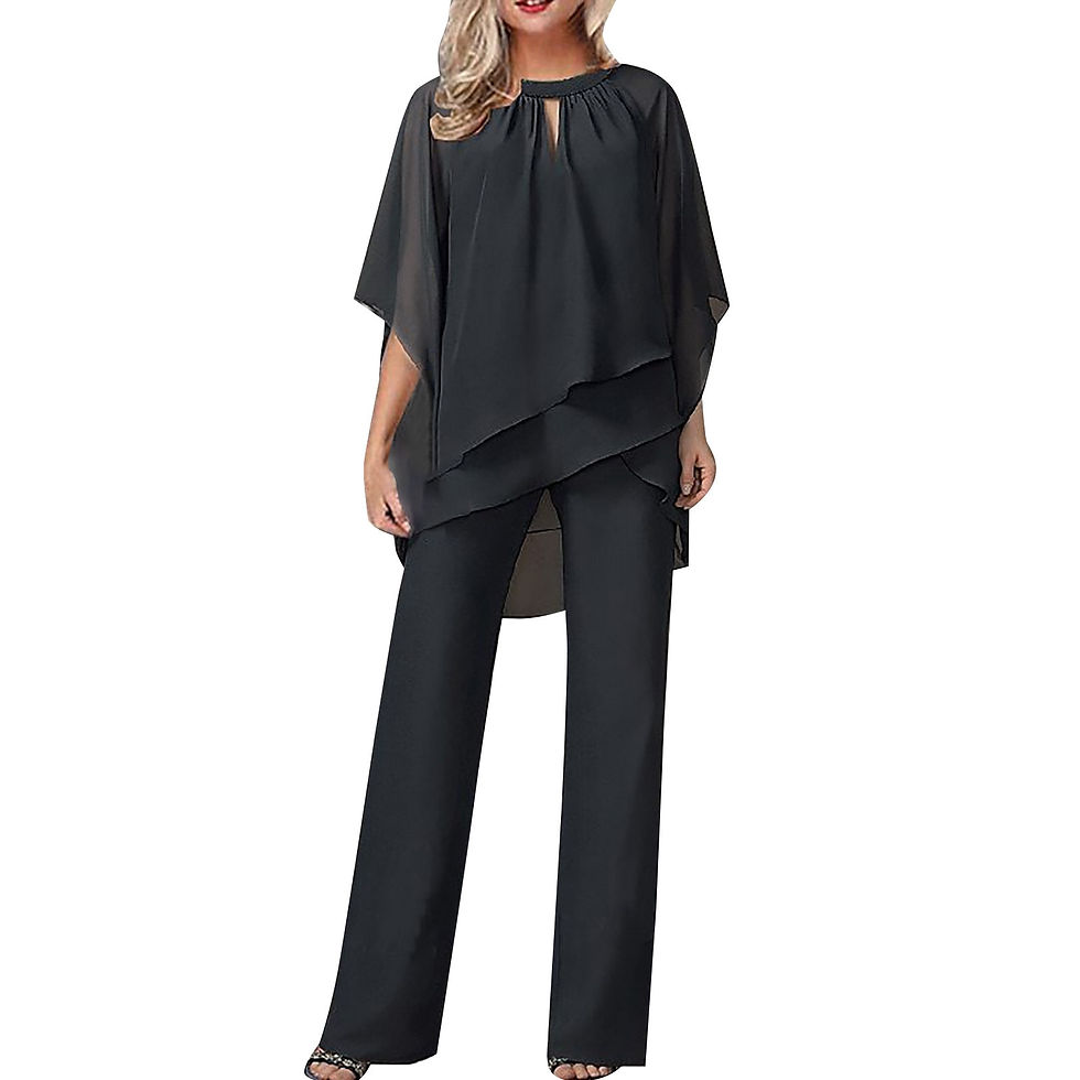 थंबनेल: Autumn Fashion Elegant Solid Color Chiffon Straight Long Pants Outfits Loose Le
