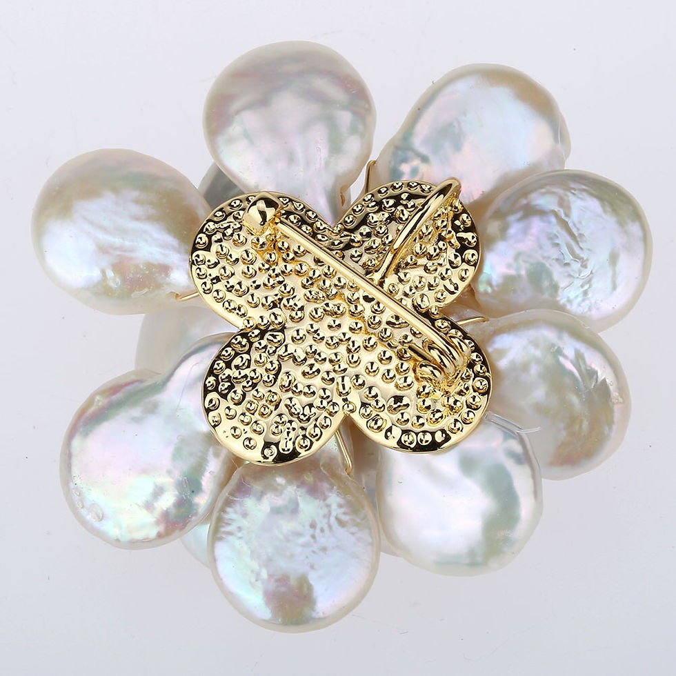 Miniatiūra: Yacq Womens Freshwater Pearl CZ Agate Flower White Luxury Pin Brooch Pendant 2-