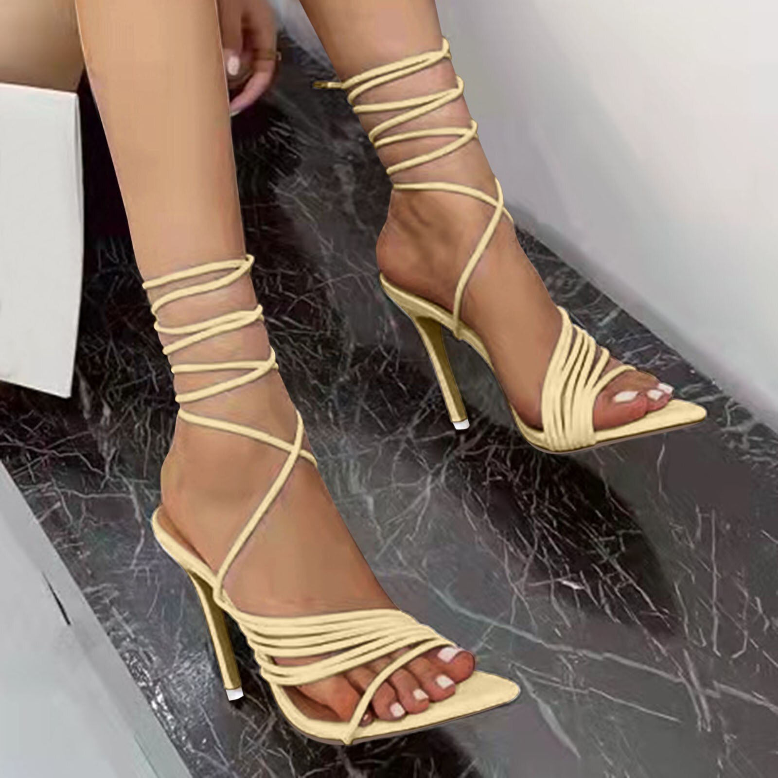 shoes Women's Sandals Fashion Women‘s Breathable Lace Up Shoes High Heels