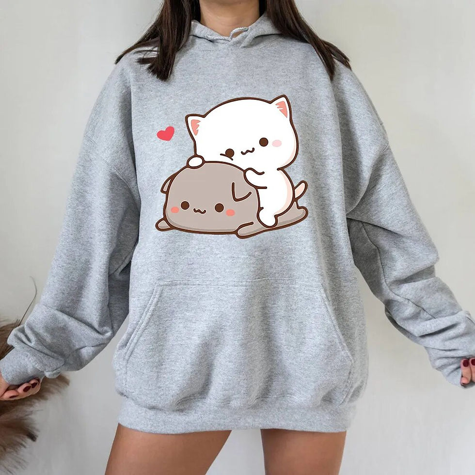 Миниатюра: Harajuku Rubber And Peach Cat Women Plus Size Hoodie Long Sleeve Sweatshirt Loo