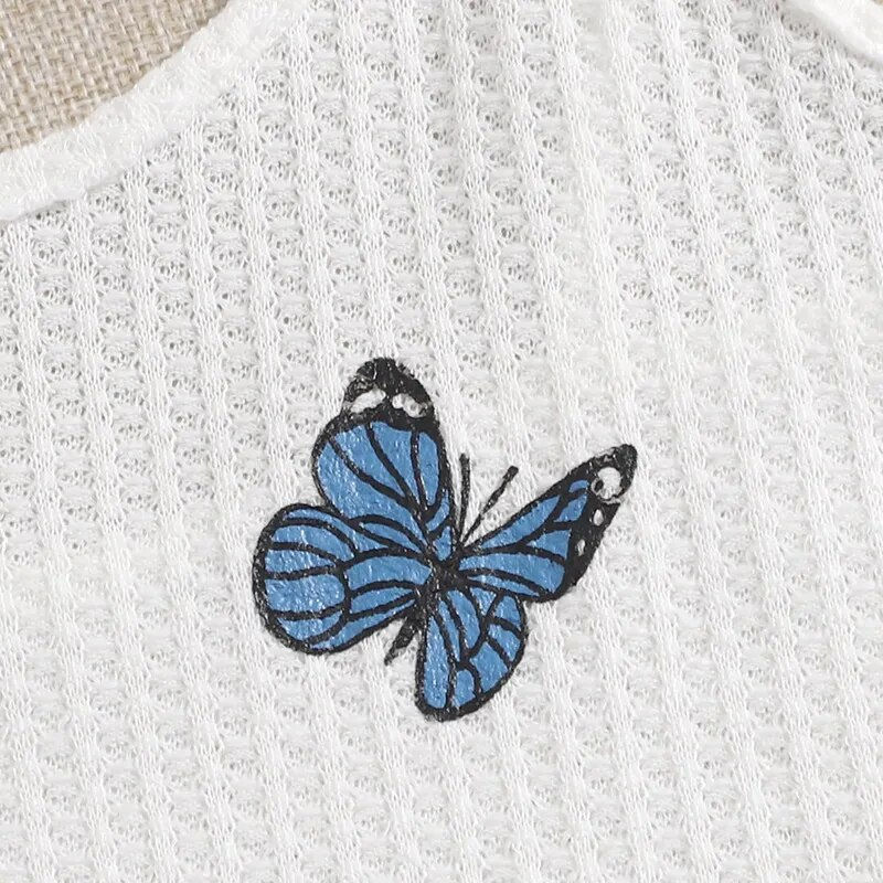 תמונה ממוזערת: Women Sleepwear Butterfly Printing Pajamas set Cute O-neck Pullover Sleeveless