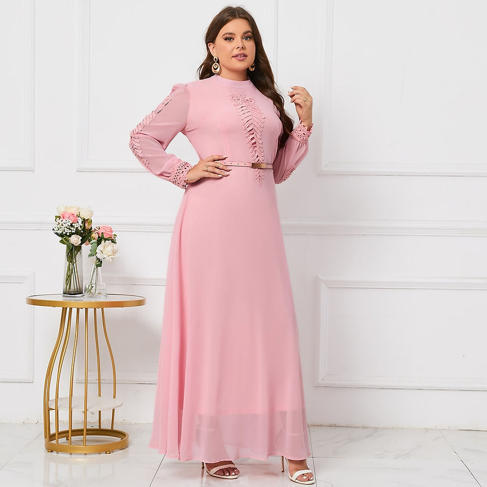 Thumbnail: Plus Size Chiffon Evening Dresses For Women Long Sleeve Wedding Party Bridesmai