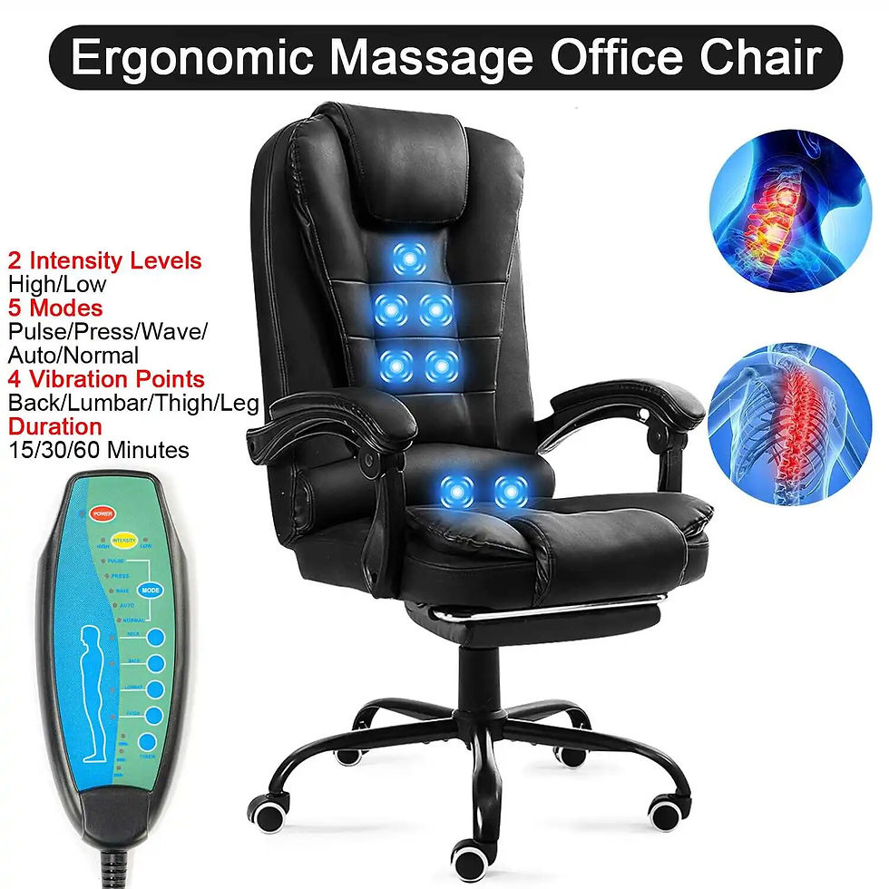 Miniaturebillede: Ergonomic Massage Office Chair with 7-Point Vibration Faux Leather High Back Ex