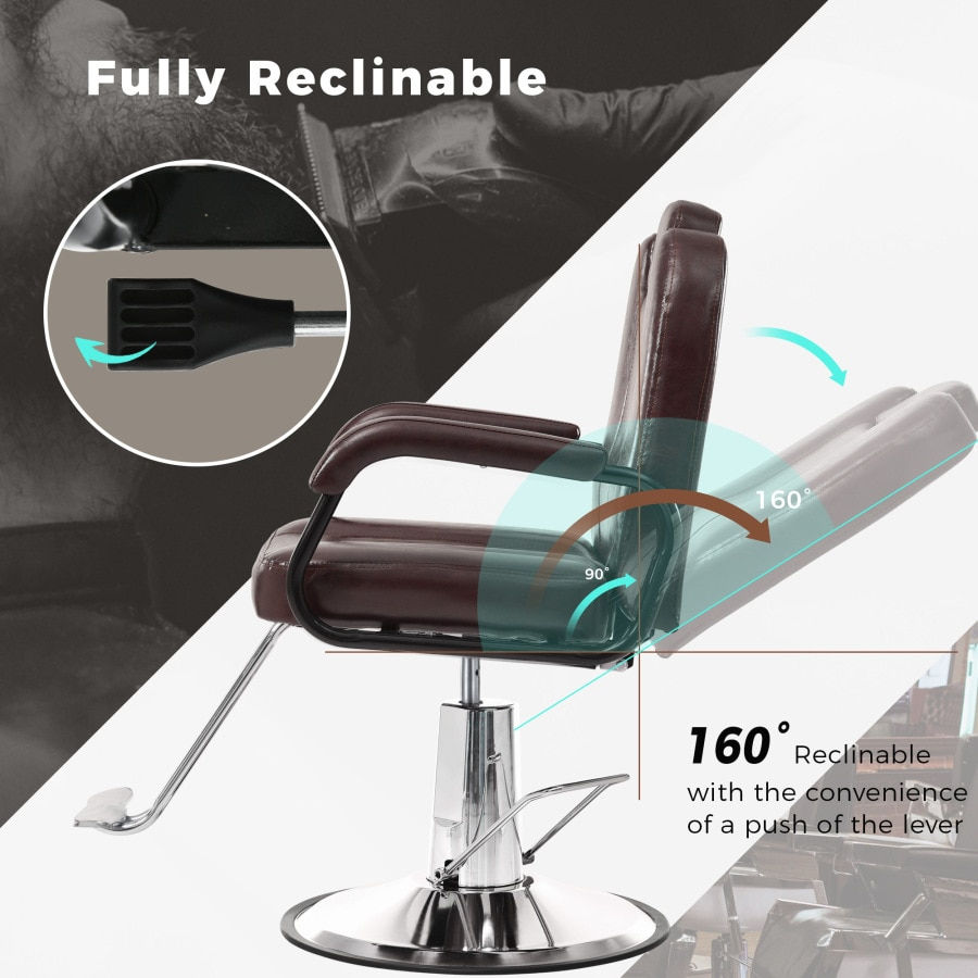 Thumbnail: Reclining Barber Chair with Heavy-Duty Pump for Beauty Salon Tatoo Spa Equipment