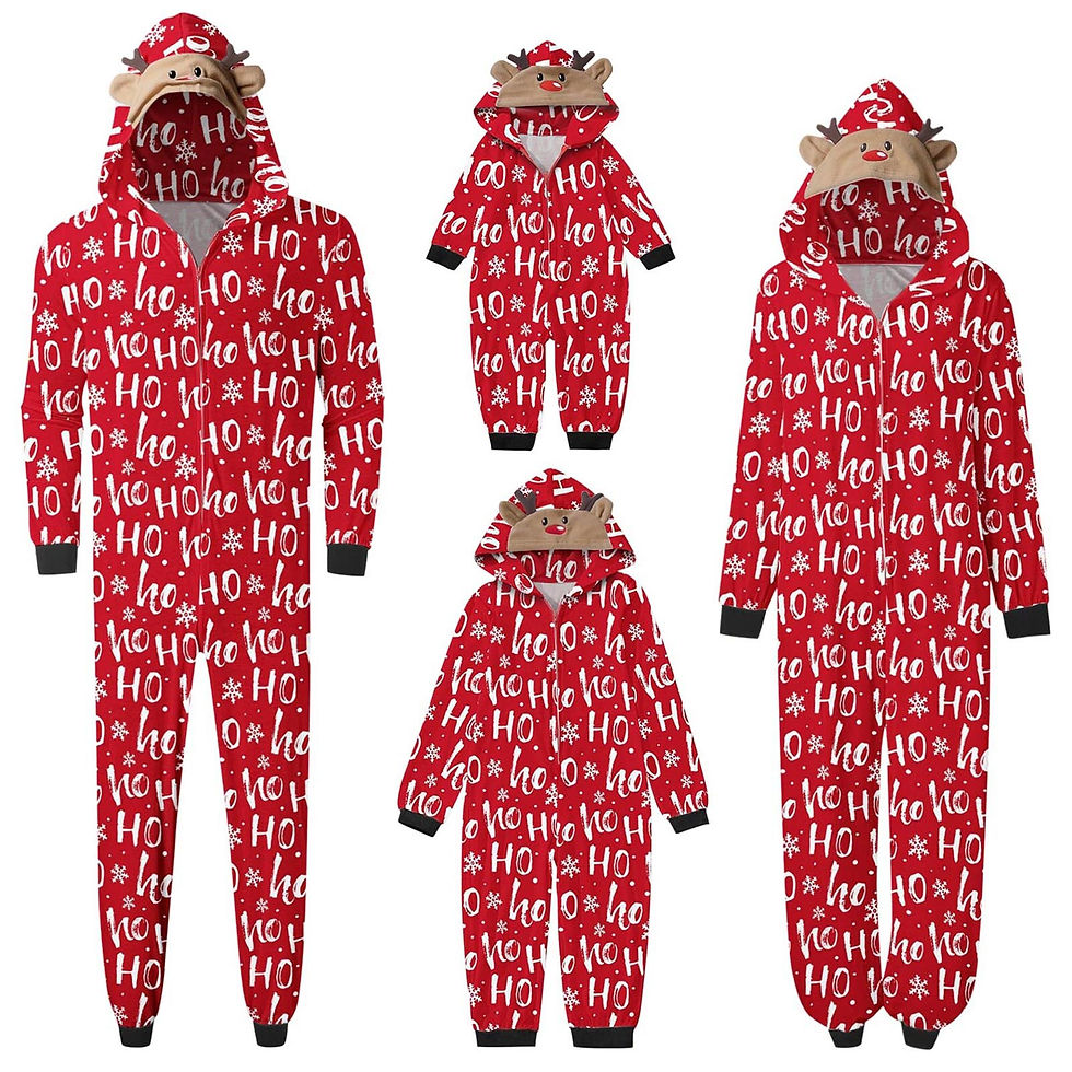 Miniatura: 2022 New Christmas Family Matching Pajamas Christmas Elk Ear Jumpsuit