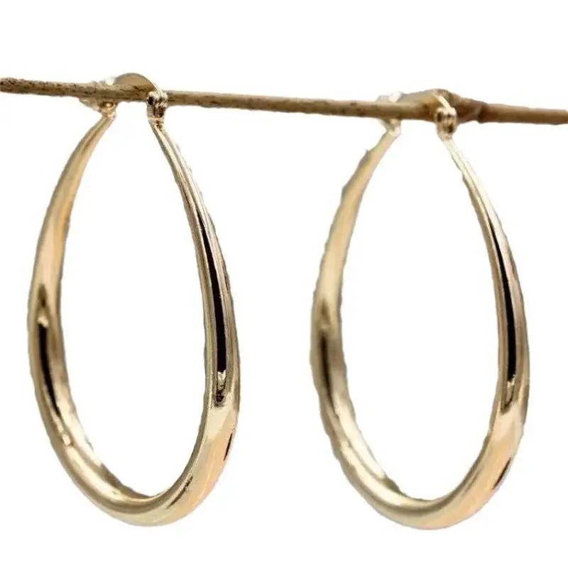 Miniature : Gold color Smooth Circle Big Hoop Earrings For Women Silver Fashion Party Weddi