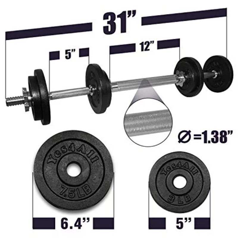 Thumbnail: Yes4All 50 Lbs Adjustable Dumbbell (25 Lbs X 2 Pcs) + Dumbbell Bar Connector