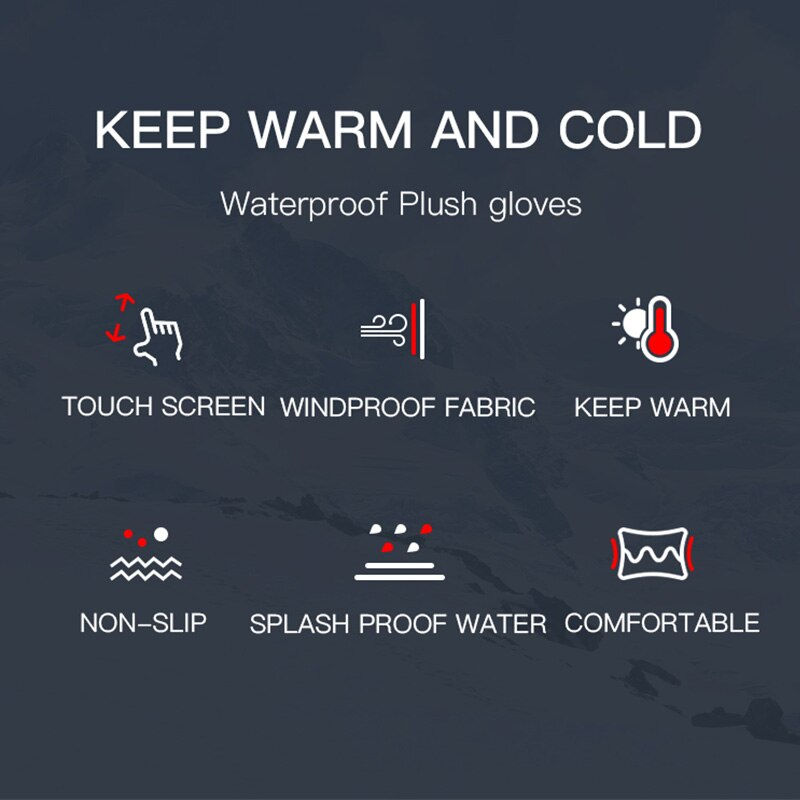 Miniaturebillede: Winter Fleece Gloves for Men Women Touchscreen Warm Outdoor Cycling Driving Col