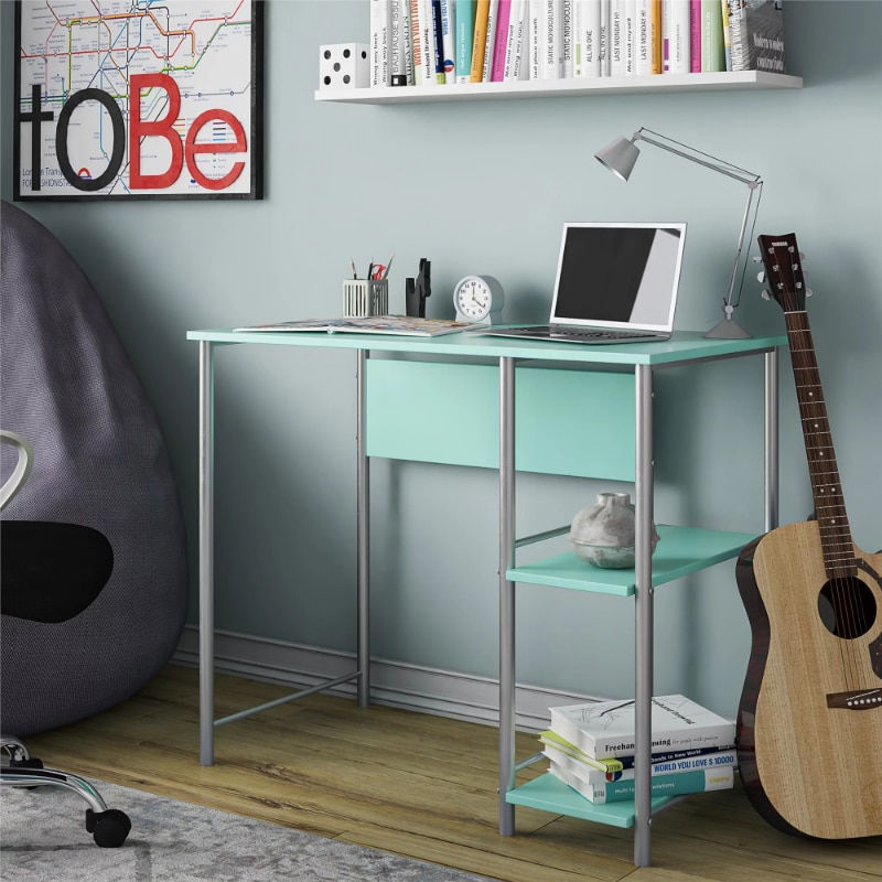Thumbnail: Mainstays Metal Student Computer Desk, Spearmint Office Furniture   wood desk