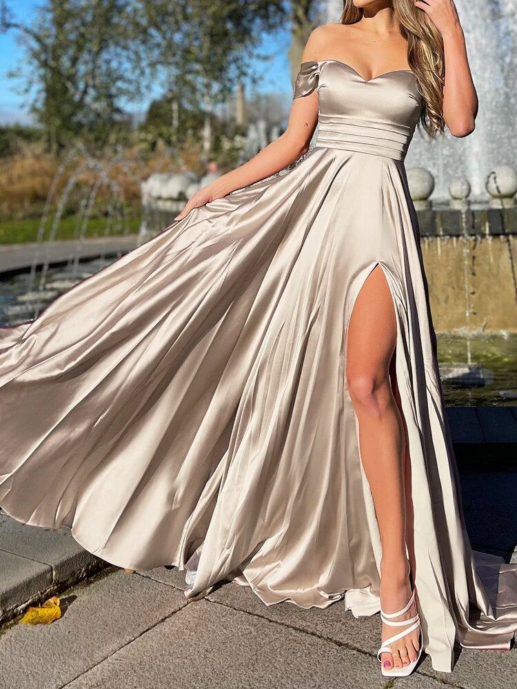 Thumbnail: Strapless Padded Off the Shoulder A Line Burgundy Cocktail Prom Ball Gown Sexy