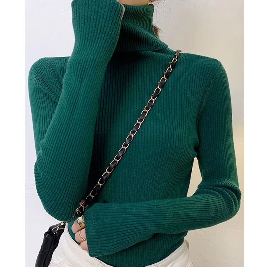 Thumbnail: Heliar Women Fall Turtleneck Sweater Knitted Soft Pullovers Cashmere Jumpers Ba