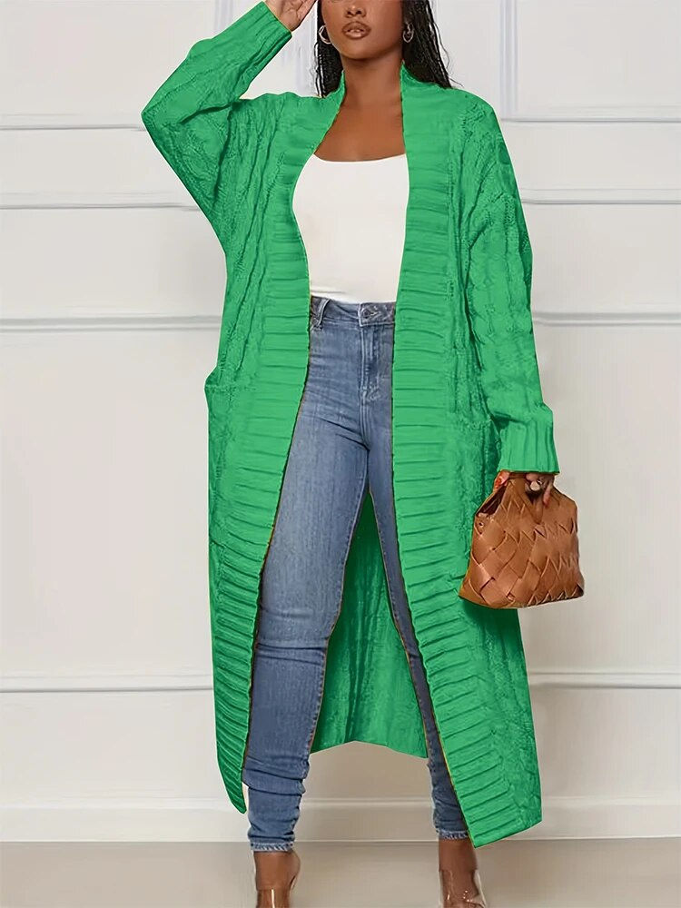 Миниатюра: Plus Size Simple Versatile 2023 Autumn and Winter New Women's Extra Long Cardig