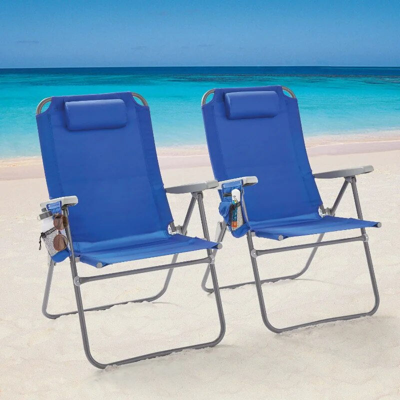 2-Pack Mainstays Reclining 4-Position Oversize Beach Chair Fishing Chair Camp