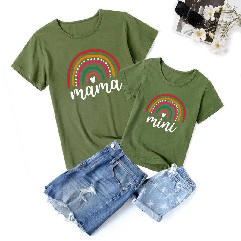 Miniatura: Baywell Mama Mini Rainbow Print Family Matching Outfits Mother Baby Matching
