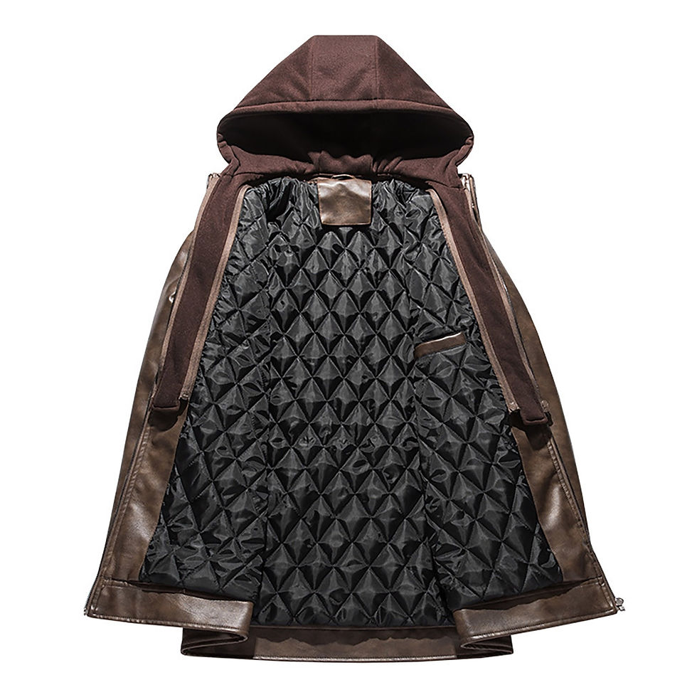 Thumbnail: Men's Warm Pu Leather Jackets Coats Autumn Winter Man Hooded Casual Motorcycle