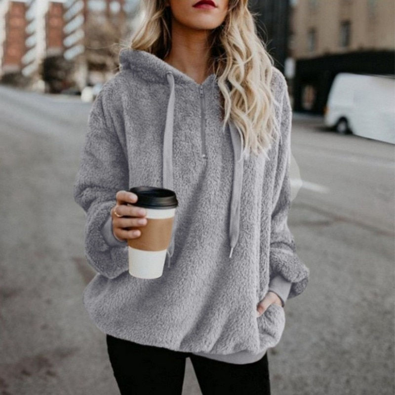 Thumbnail: Autumn Winter Hoodies Long Sleeve Warm Coat Pullover Sweatshirt Plush Turtlenec