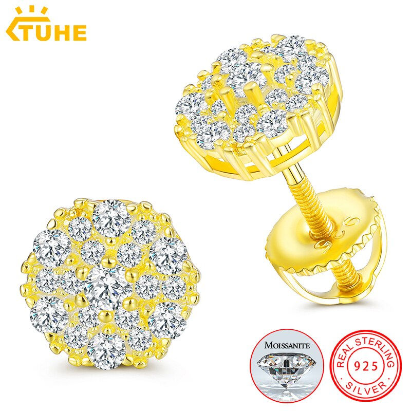 Thumbnail: Unisex Fine Jewelry Moissanite Earrings For Women 925  Stud Earrings Moissanite