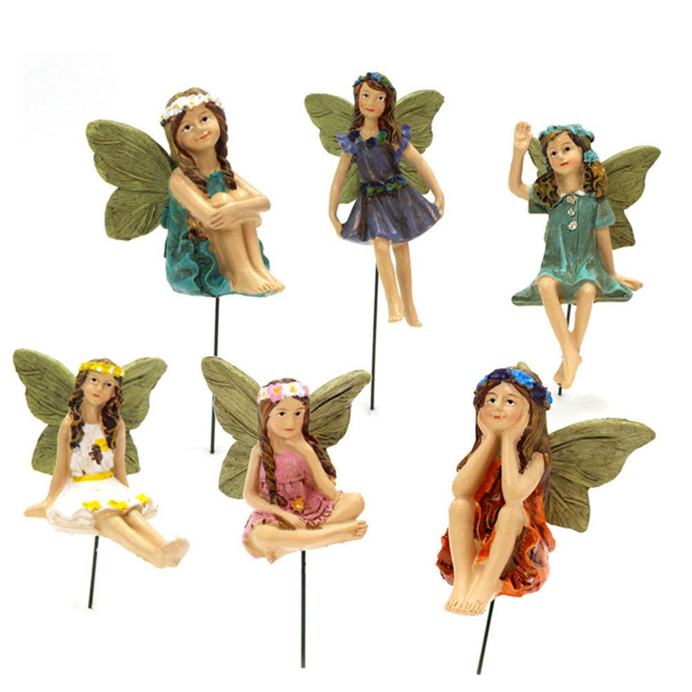 Mini Fairy Figurines Elf Set Resin Crafts Garden Miniatures Micro Landscape Ang