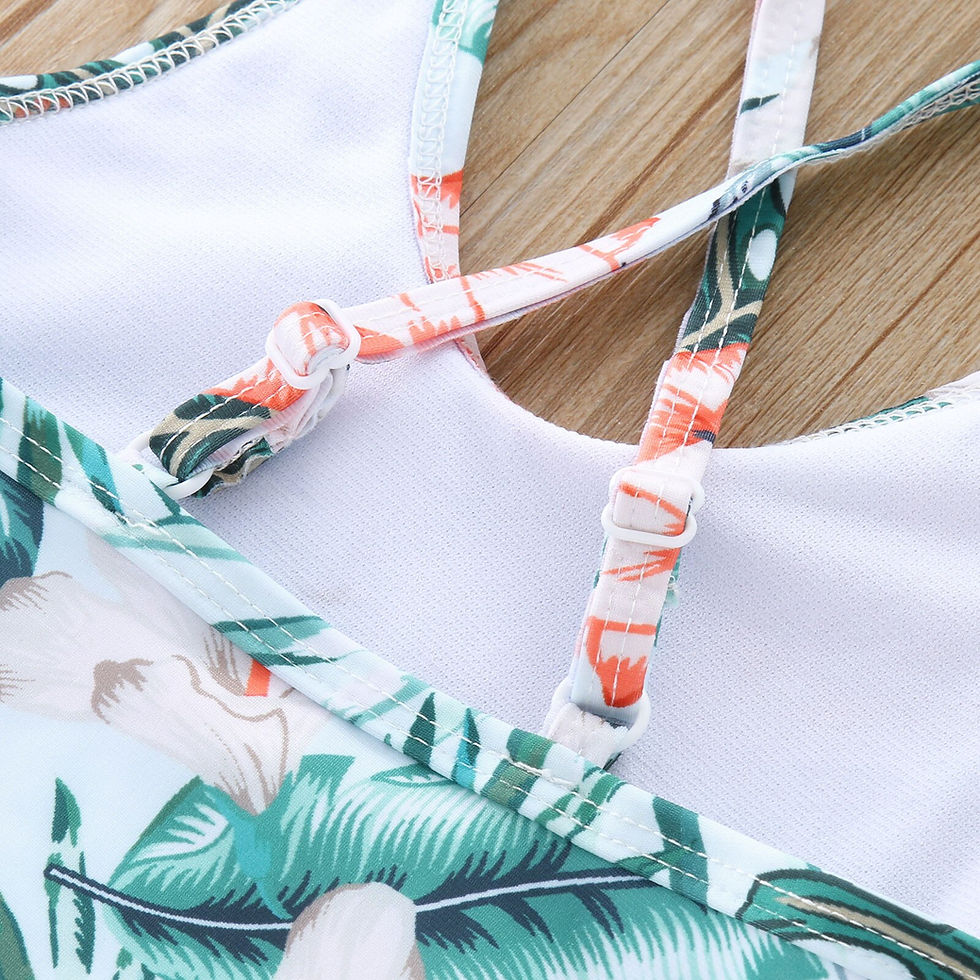 Thumbnail: Parent Child Swimsuit Bikini Floral Leaf Printed One-Piece Bikini Family Swimwe