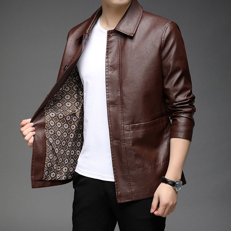 Coats Mens Clothing 2023 Top Grade New Brand Designer Casual Fashion Brown Faux