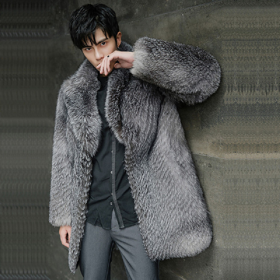Thumbnail: Men's Long Warm Mink Fur Coat