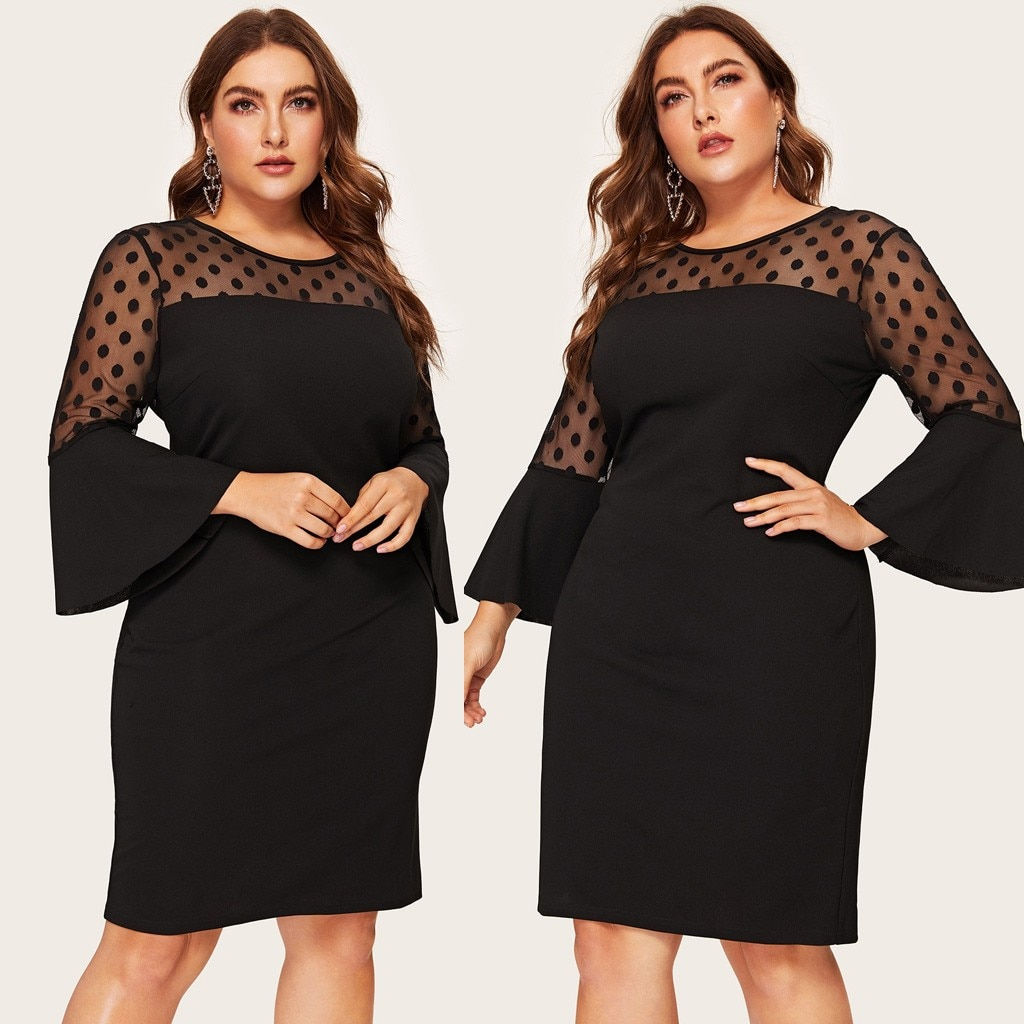 Women dress Casual Plus Size Solid Color Sexy Elegant loose Mini dresses Female
