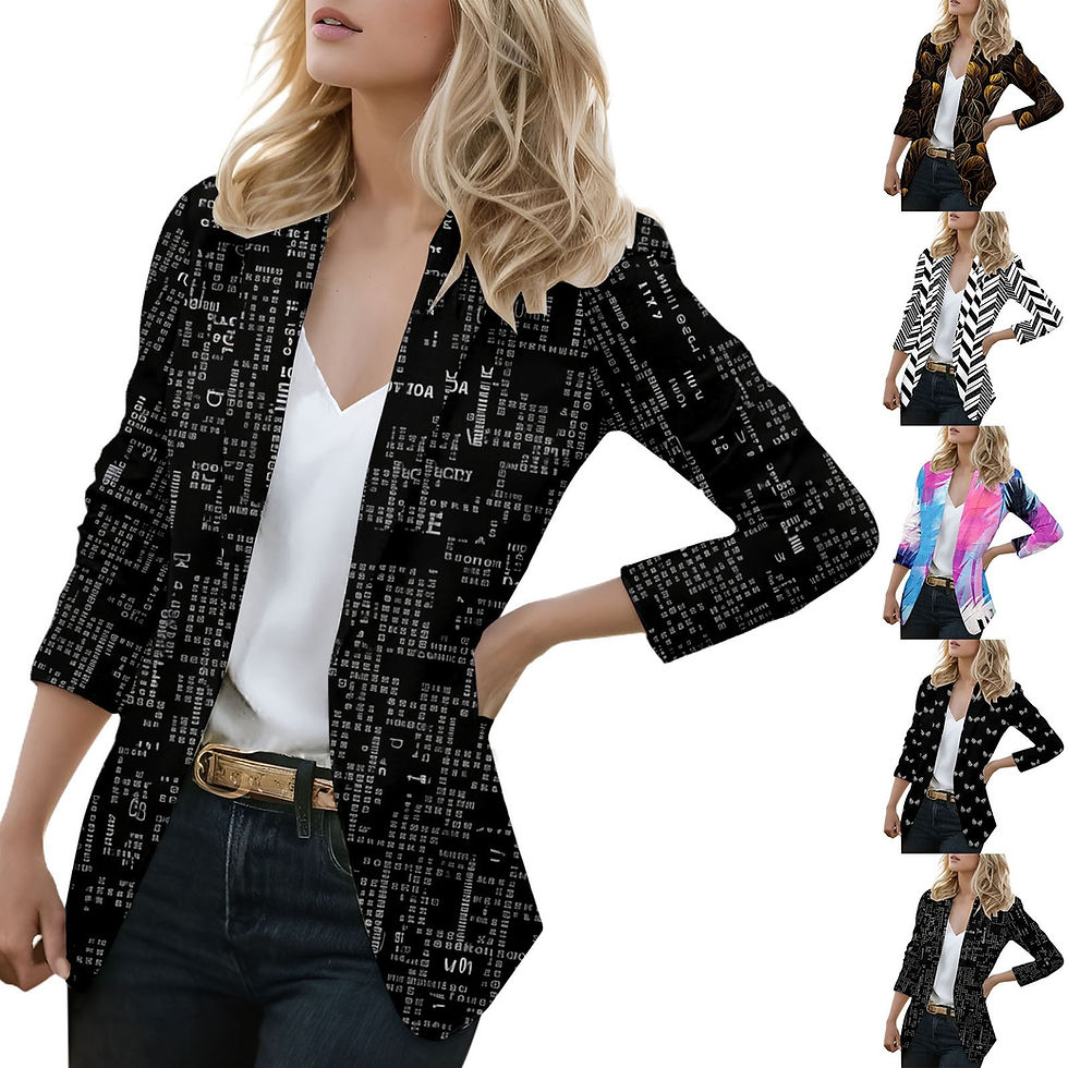 Thumbnail: Women Casual Long Sleeve Printed Fitted Pocket Fashion Jacket Suit Tall Women J
