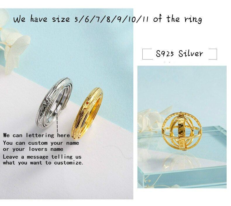 Thumbnail: 3UMeter 2019 New 925 Silver Astronomical Ball Ring for Lovers Germany Vintage R