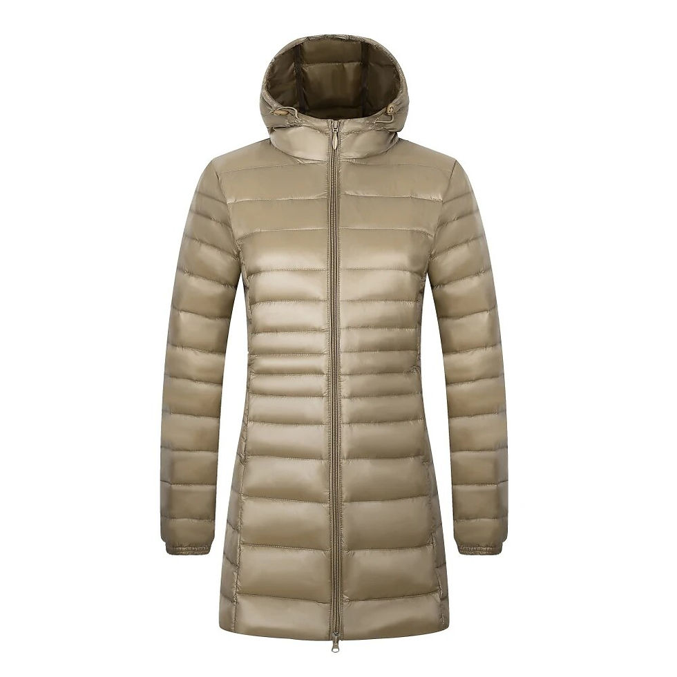Miniaturebillede: Ladies Long Warm Down Coat with Portable Storage Bag Women Light Down Jacket Wo