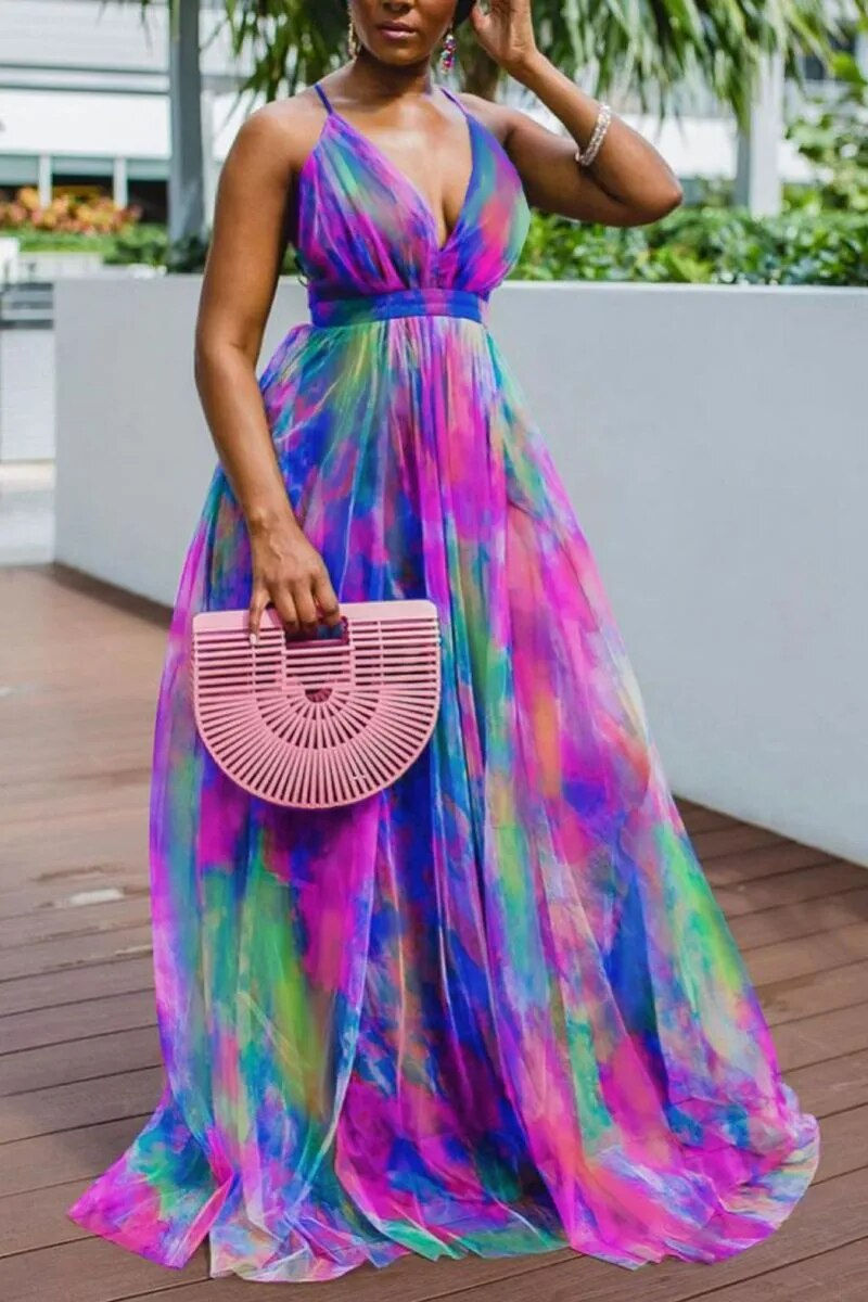 Thumbnail: Plus Size Women Party Dress Summer 5XL Plus Sexy Lady Mesh Floral Beach Dresses