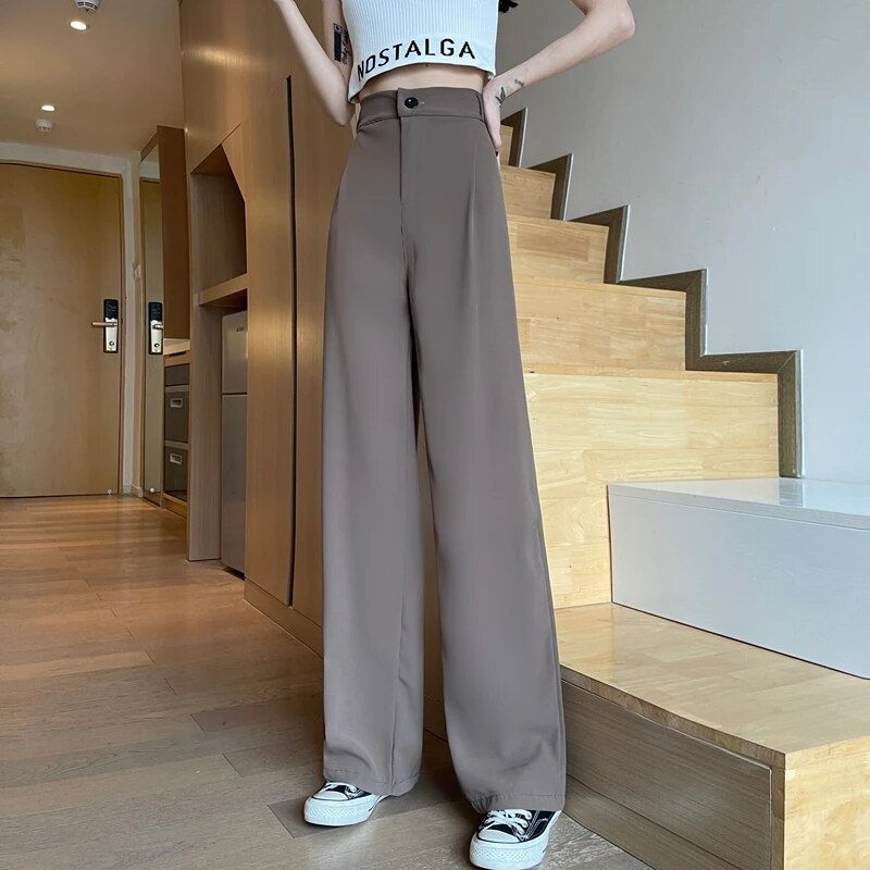 Miniatiūra: Women Wide Leg Pants Spring Summer Casual Straight OL Style Loose Suits Pant Fe