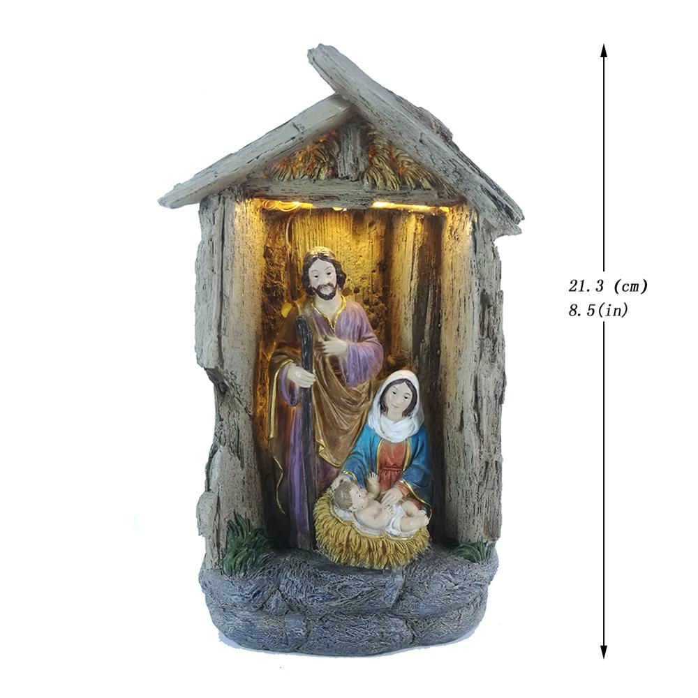 Nativity Scene Set Holy Family Statue Christmas Ornament Jesus Manger Crib