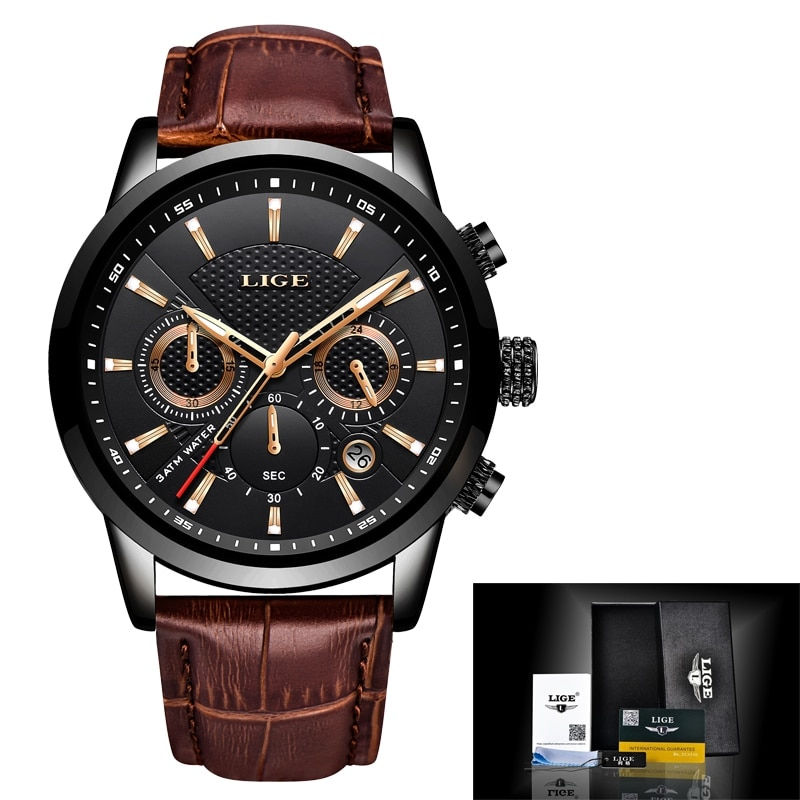 Thumbnail: Watches Mens 2023 Top Brand Luxury Casual Leather Quartz Men Watch Man Business