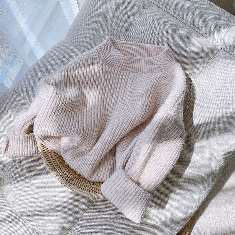Melario Solid Color Baby Girls Soft Wool Knitted Sweater for Children's Tops Cl